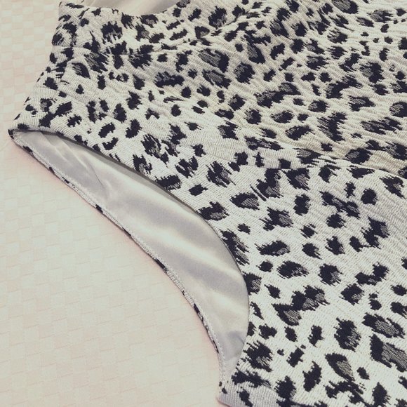 Ann Taylor LOFT Dress: Black and White Animal Print Lined Sheath SIZE 2 - Picture 4 of 10